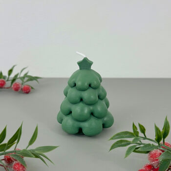 Green Christmas Tree Candle And Christmas Decoration, 6 of 11