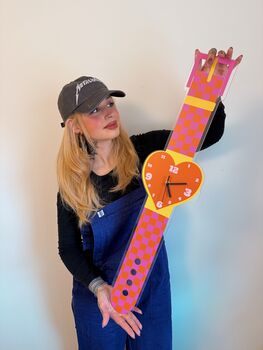 Checkerboard Heart Watch Wall Clock Decorative Silent Movement, 4 of 6