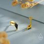 Black Cz Rhombus Flat Back Earrings In Sterling Silver, thumbnail 4 of 10