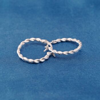Silver Twisted Hoops, 925 Sterling Silver, 5 of 7
