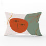Orange Abstract Face Soft Cushion, Modern Picasso Style Art Design, thumbnail 6 of 10