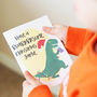 Personalised Roarsome Dinosaur Christmas Card For Kids, thumbnail 1 of 6