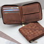 Personalised Woven Leather Rfid Protected Zip Wallet, thumbnail 1 of 6