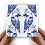 Lovebirds Tile Blue And White, thumbnail 8 of 11