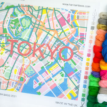 Tokyo Blossom City Map Needlepoint Kit, 6 of 7