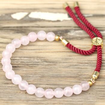 Rose Quartz Gold Plated Cord Bracelet, 3 of 5