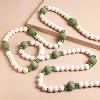 Neutral And Green Wooden Beaded Garland, 2 of 2