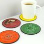 Four Record Coasters Fathers Day Music Fan Lover Real Vinyl Cork Bottoms, thumbnail 1 of 8