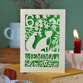 Personalised Papercut Fox Birthday Card, 3 of 8