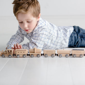 Personalised Wooden Birthday Train Set, 7 of 9
