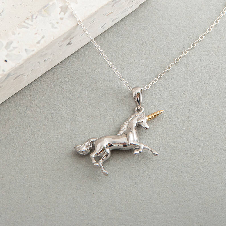 Sterling Silver Unicorn Necklace - Etsy
