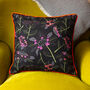 Hydrangea Black Botanical Patterned Cotton Cushion, thumbnail 1 of 7