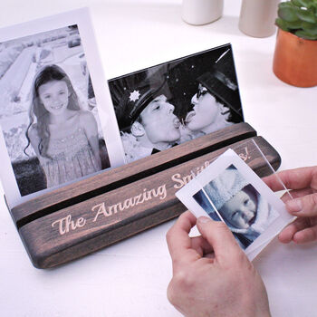 Personalised Carved Wooden Photograph Holder, 2 of 4