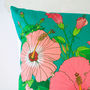 Tropical Hibiscus Cotton Cushion Cover, thumbnail 4 of 9