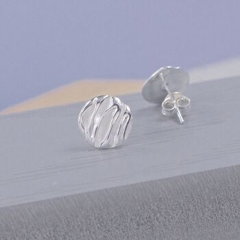 Sterling Silver Ripple Studs, 2 of 3