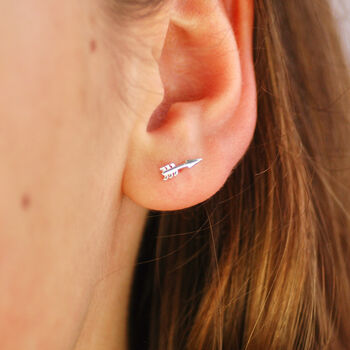 Sterling Silver Tiny Arrow Stud Earrings, 2 of 9