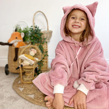 Pink Fox Infant Kids Junior Teen Snuggle/Blanket Hoodie, 5 of 7