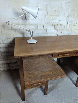 1940s Solid Oak Double Pedestal Writing Desk, 5 of 8