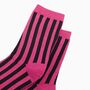 Women's Glitter Socks Hot Pink Black Stripes, thumbnail 2 of 4