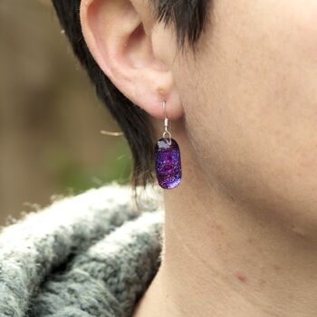 Purple Glass Earrings On Sterling Silver, 4 of 12