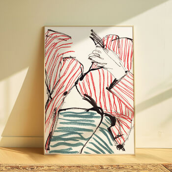 Abstract Striped Pyjama Illustrated Fashion Art Print, 2 of 6