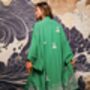 Origami And Hokusai Wave Embroidered Island Green Long Kimono, thumbnail 2 of 12