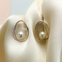 Sterling Silver Pearl Circle Drop Stud Earrings, thumbnail 1 of 5