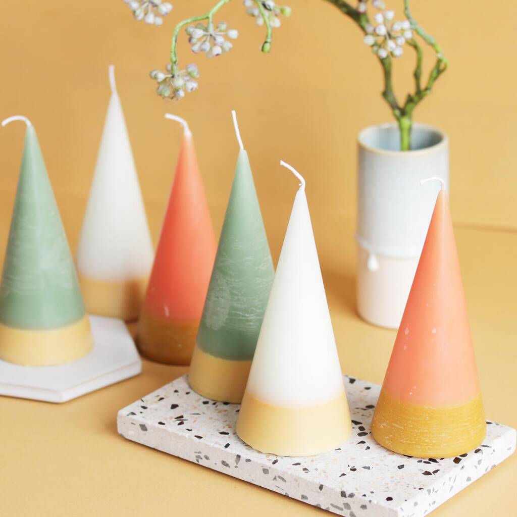 Colour Blocked Cone Pillar Candle, 1 of 7