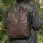 Minimalist Genuine Grain Leather Backpack Black, thumbnail 10 of 12