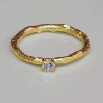 Gold Organic Ring With Diamond, 4 of 5