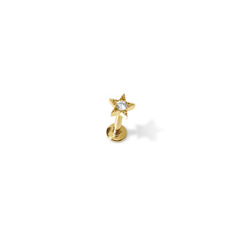14 Carat Gold Tiny Star Labret Stud Earring, 3 of 6