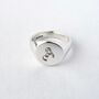 Personalised Round Initial Silver Signet Ring, thumbnail 4 of 5