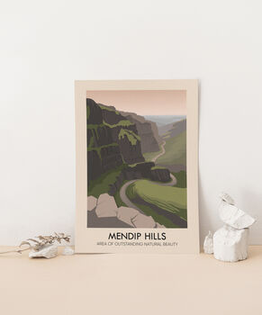 Mendip Hills Aonb Travel Poster Art Print, 3 of 8