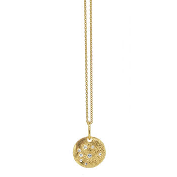 Sparkle Bright Disc Necklace With Scattered Sapphires, 3 of 3