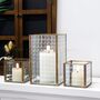 Three Copper Frame With Glass Candleholder Lantern, thumbnail 2 of 7