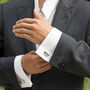 Cavendish Rhodium Plated Mother Of Pearl Cufflinks, thumbnail 3 of 6