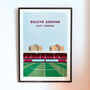 West Ham Boleyn Ground Football Stadium Art Print Gift, Framed Or Unframed, thumbnail 1 of 9
