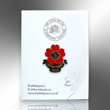 Lest We Forget Poppy Remembrance Sunday, Armistice Day Enamel Pin Brooch, 4 of 8