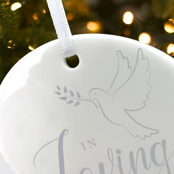 In Loving Memory Dove Ceramic Disc Hanging Decoration Bauble + Gift Box, 4 of 6