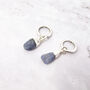 Raw Sapphire Sterling Silver Round Huggies, thumbnail 1 of 5