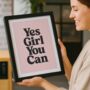 Yes Girl You Can Motivational Typography Print, thumbnail 1 of 5