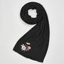 Floral Embroidered Black Pashmina Scarf, thumbnail 1 of 3