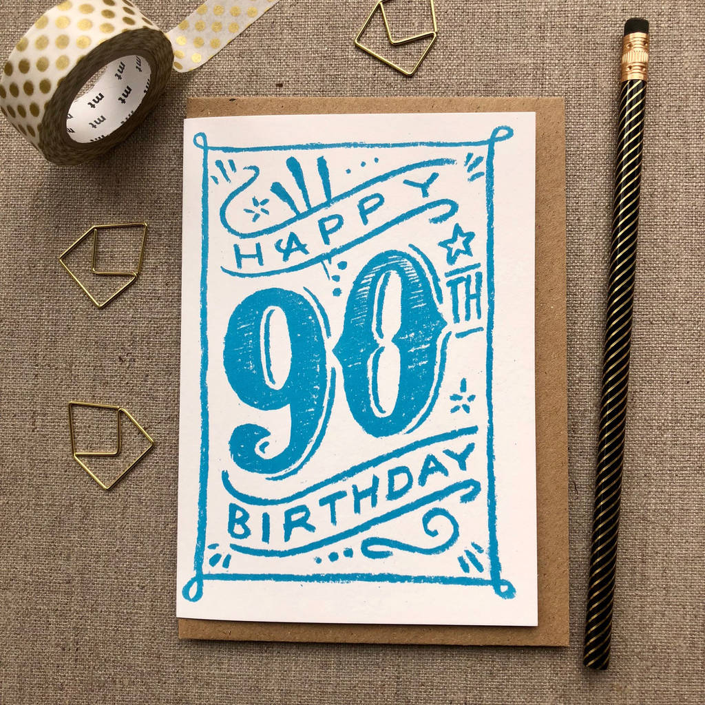 90th Birthday 90th Card Blue Chalk By Have a Gander ...