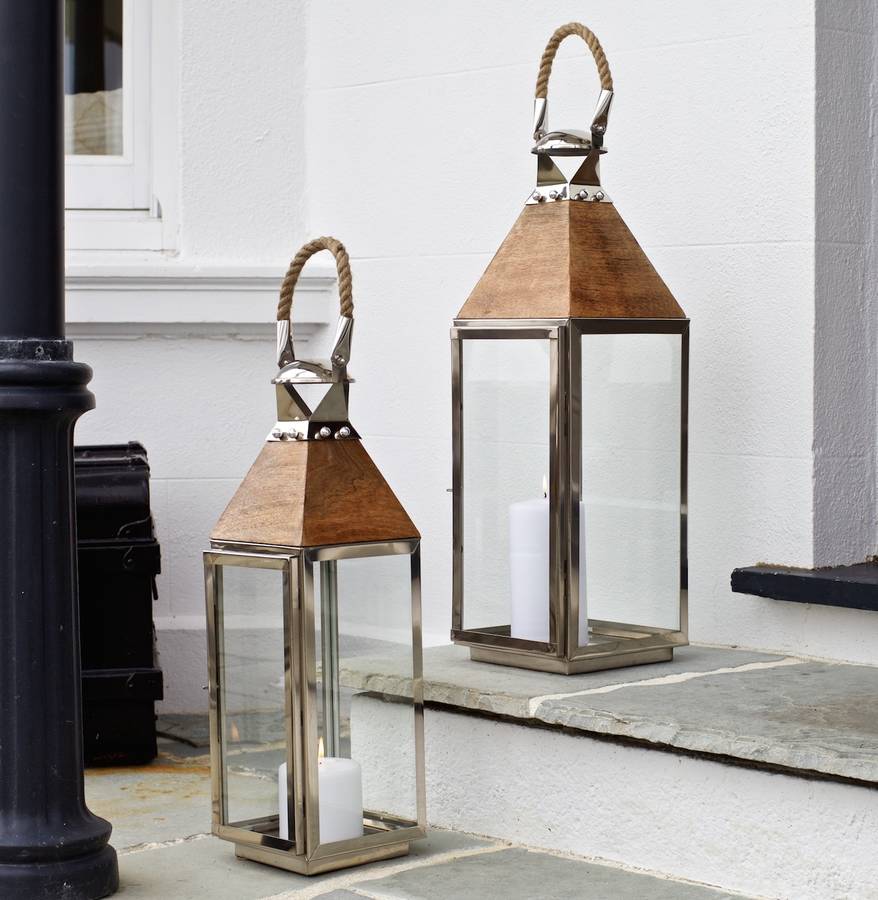 Stainless Steel And Wood Candle Lantern, 1 of 5