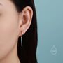 Sterling Silver Long Bars Huggie Hoop Earrings, thumbnail 3 of 12