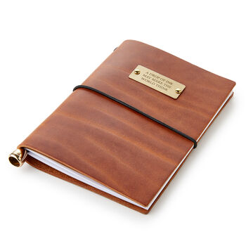 Personalised Leather Journal With Brass Plate, 4 of 7