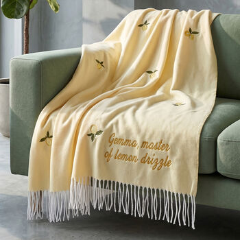 Personalised Lemon Fruits Lightweight Embroidered Throw, 3 of 6