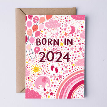 New Baby Girl Card, Born In 2024, Pink, 2 of 3