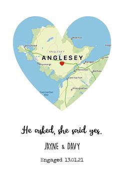 Engagement Location Print | Personalised Engagement Gift, 5 of 7