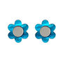 Daisy Flower Stud Earrings In Blue Pearl, thumbnail 3 of 5